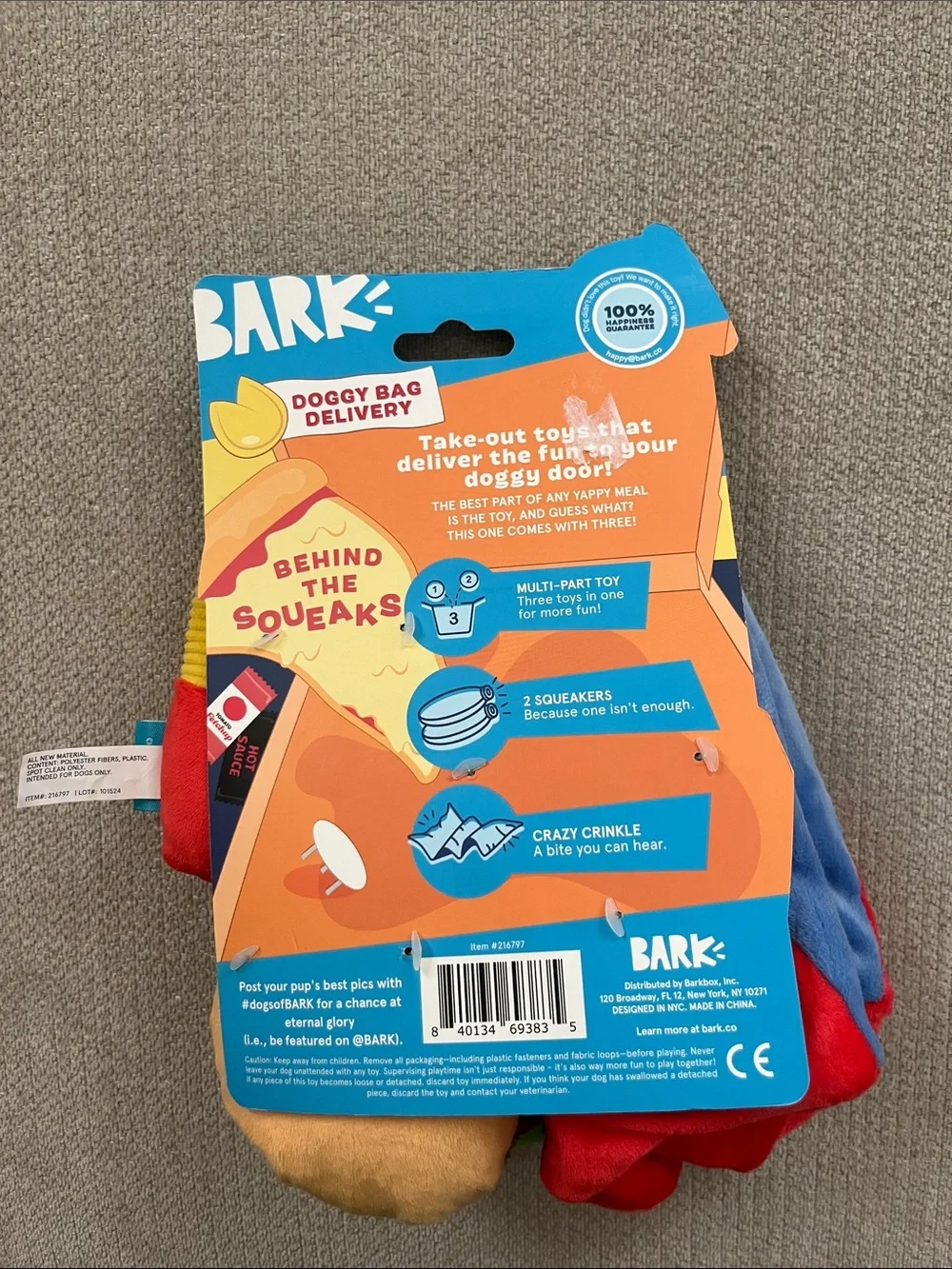 Bark Plush Yappy Meal Mittens - Red, Yellow, Blue, Orange, Green